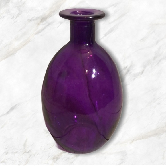 Vintage Purple Jewel Toned Clear Glass Oval Vase